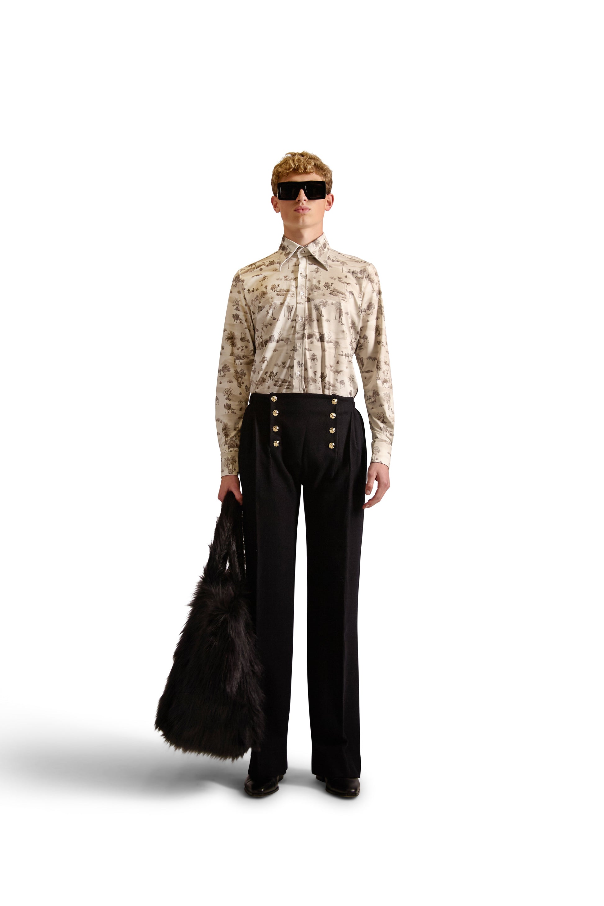 Tailored Fit Monogram Print Shirt