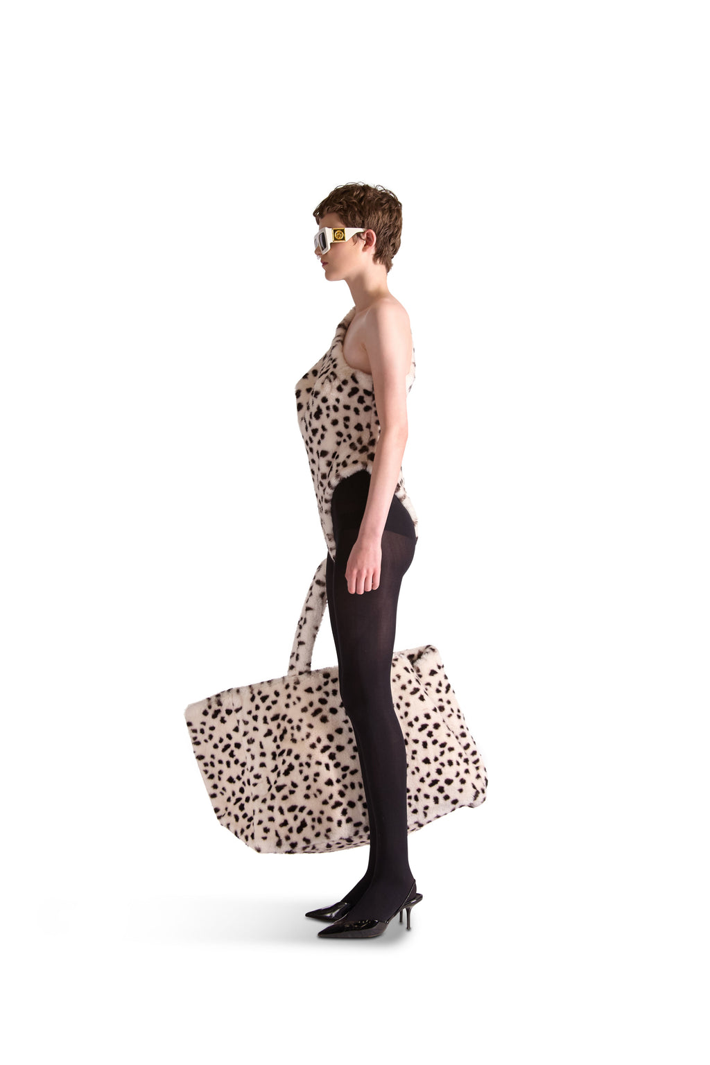 Animal Print Faux Fur Oversized Shoulder Bag