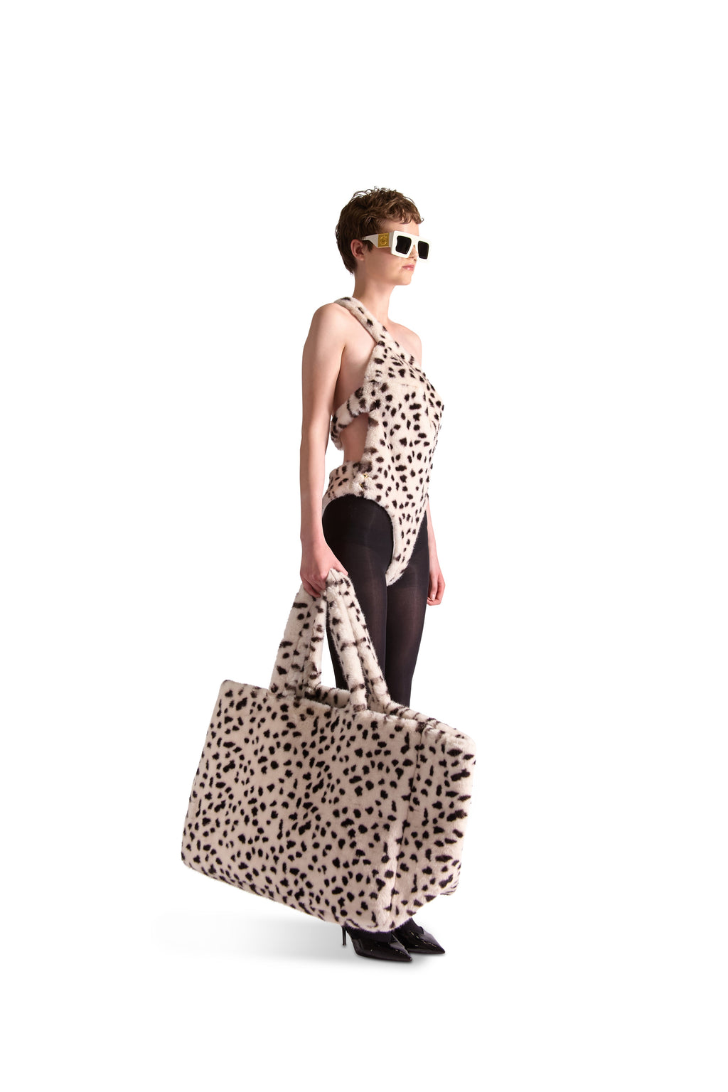 Animal Print Faux Fur Oversized Shoulder Bag