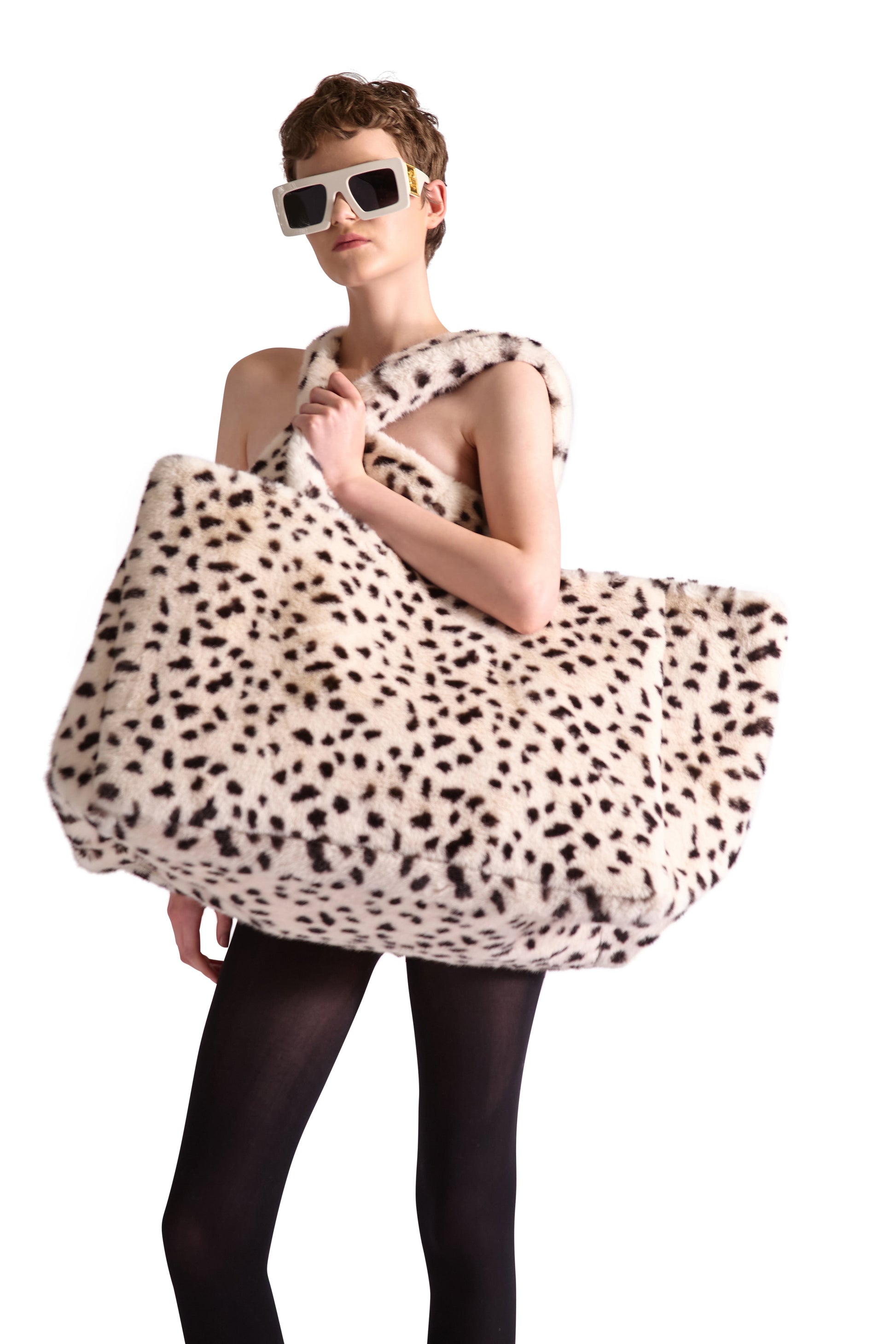 Animal Print Faux Fur Oversized Shoulder Bag
