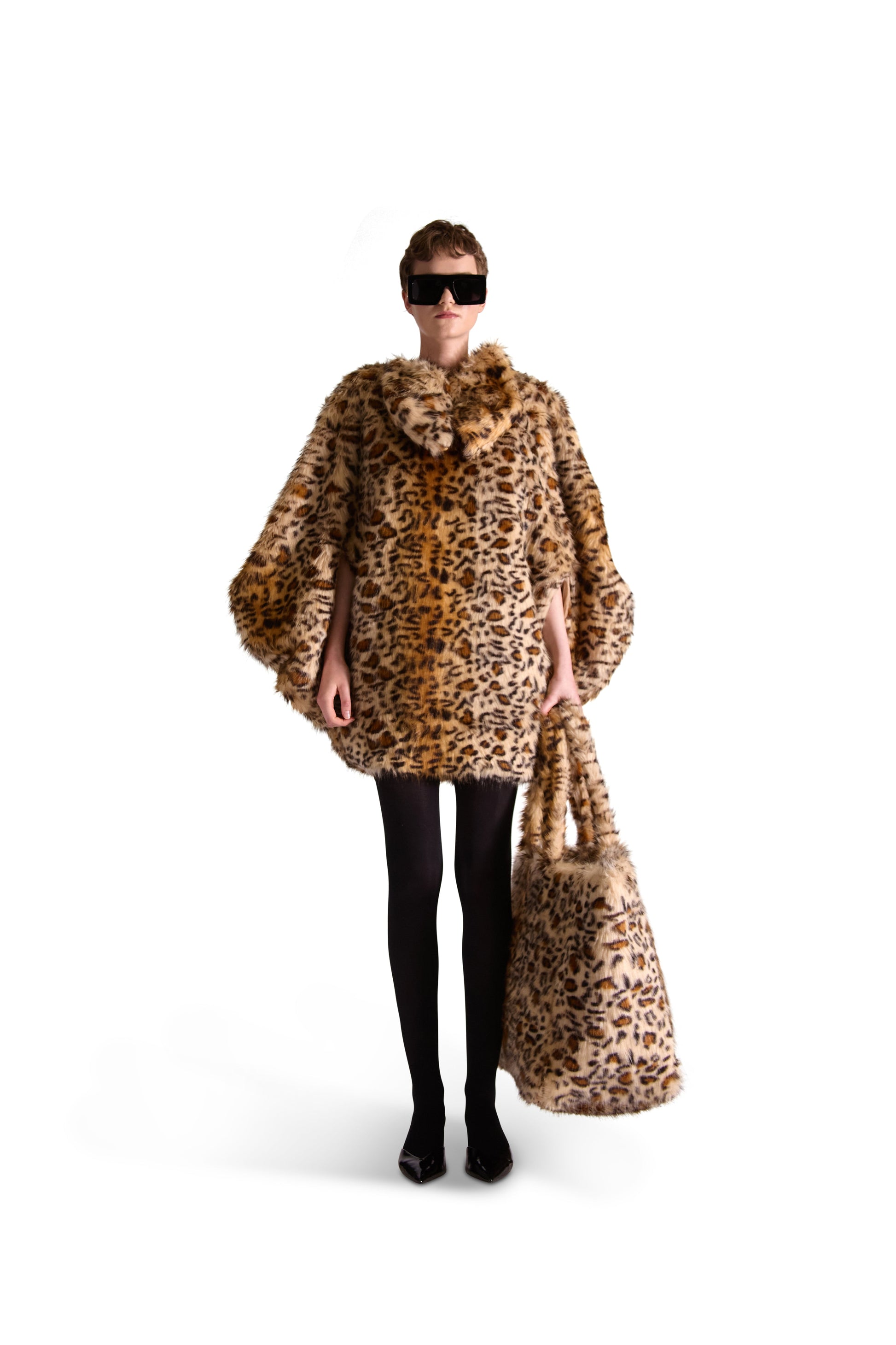 Animal Print Faux Fur Oversized Shoulder Bag