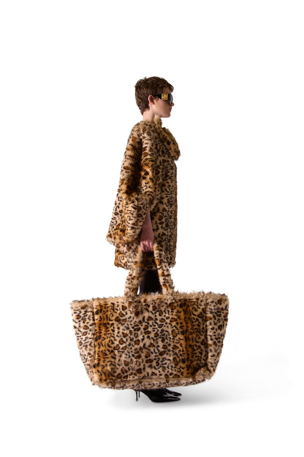 Animal Print Faux Fur Oversized Shoulder Bag