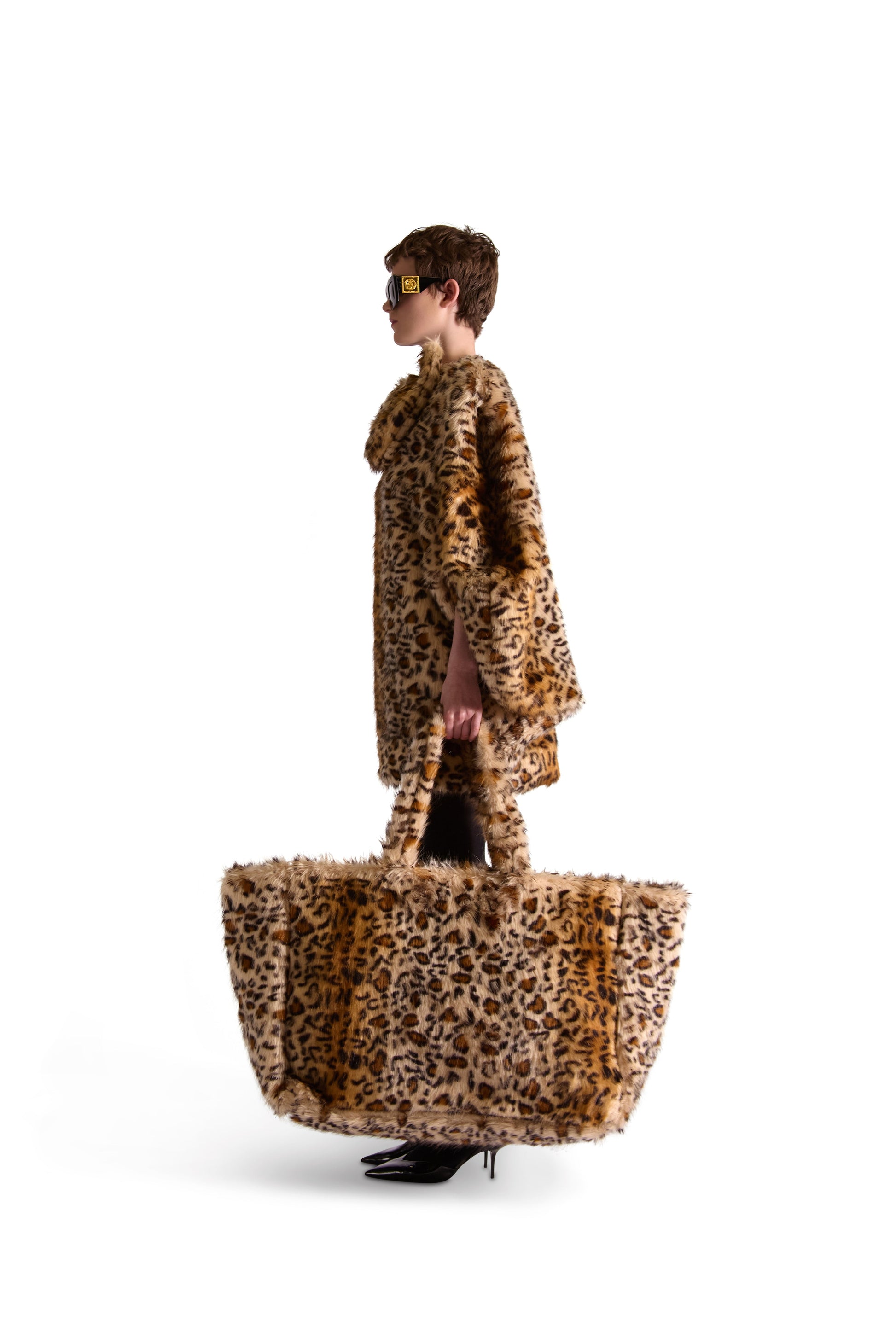 Animal Print Faux Fur Oversized Shoulder Bag