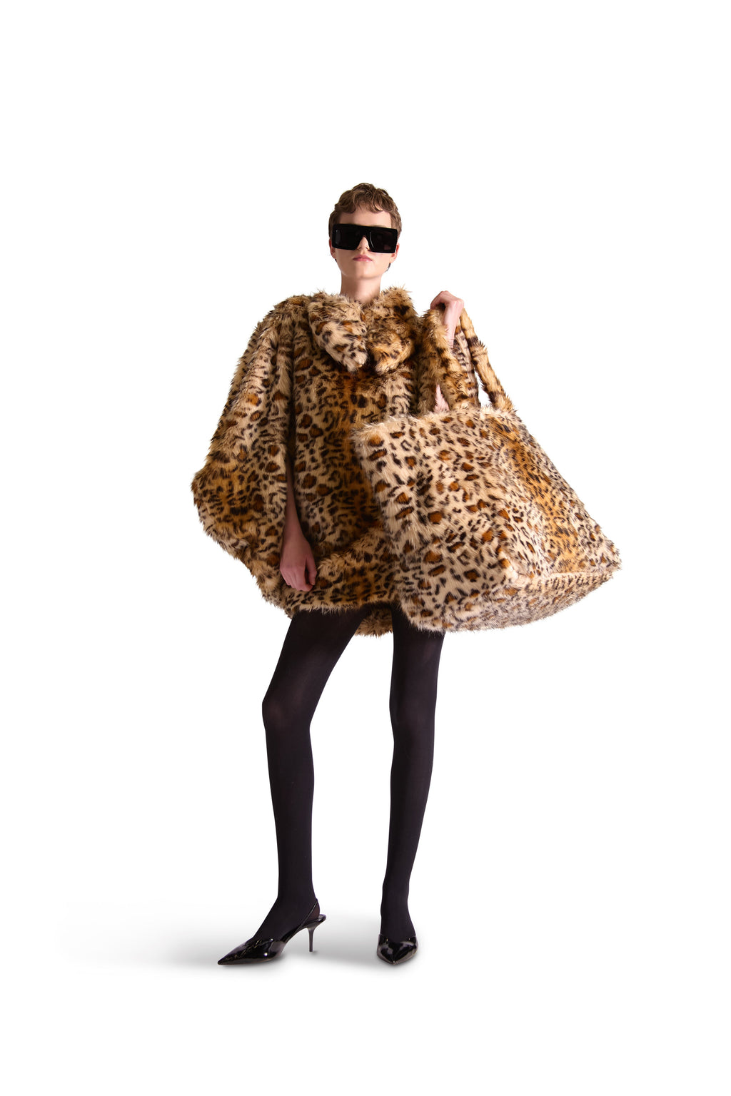 Animal Print Faux Fur Oversized Shoulder Bag