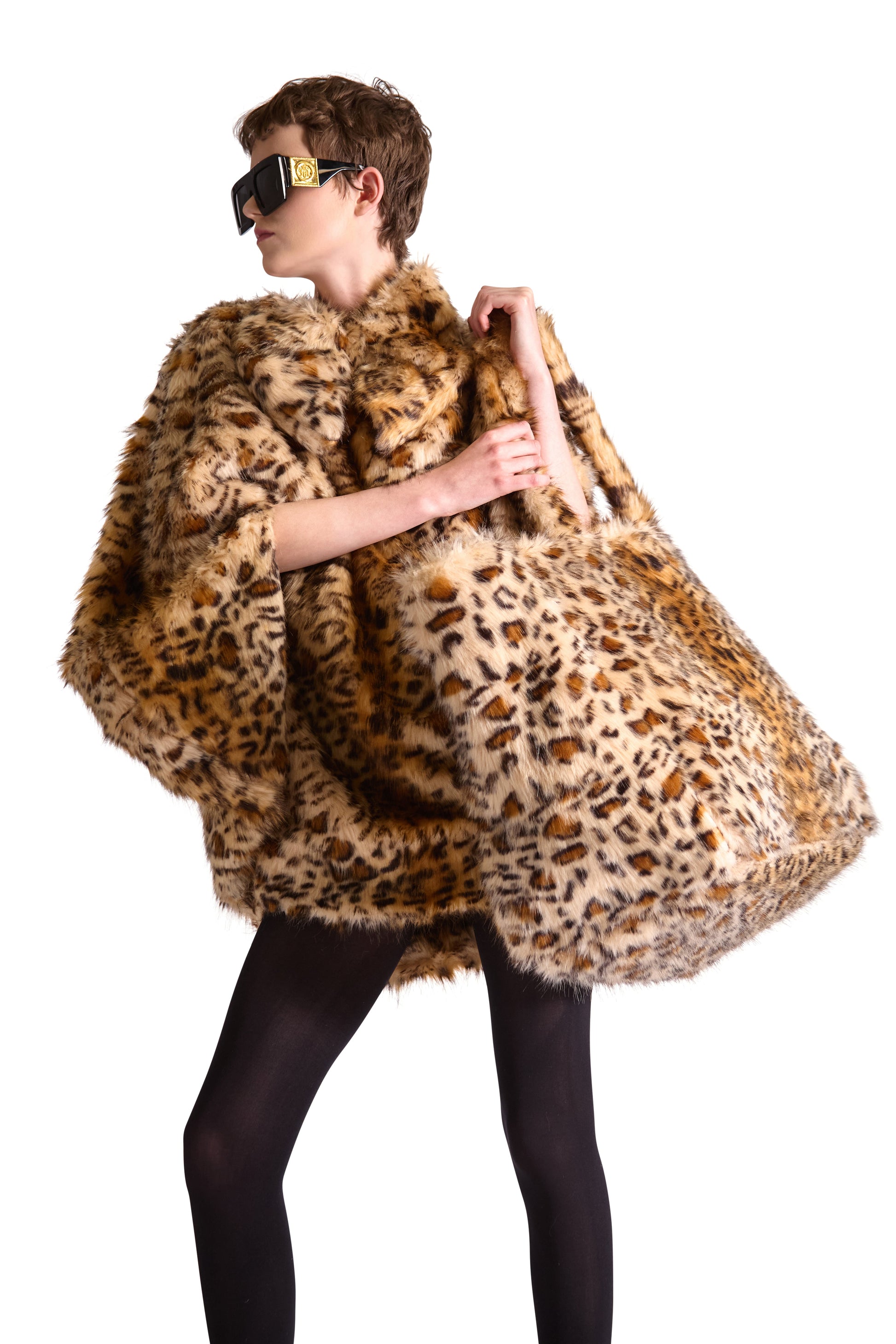 Animal Print Faux Fur Oversized Shoulder Bag