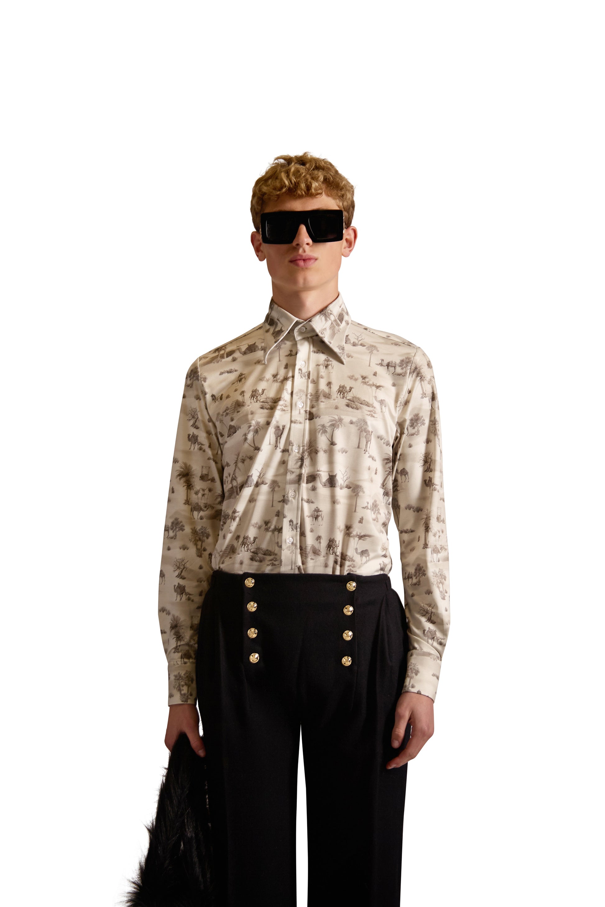 Tailored Fit Monogram Print Shirt