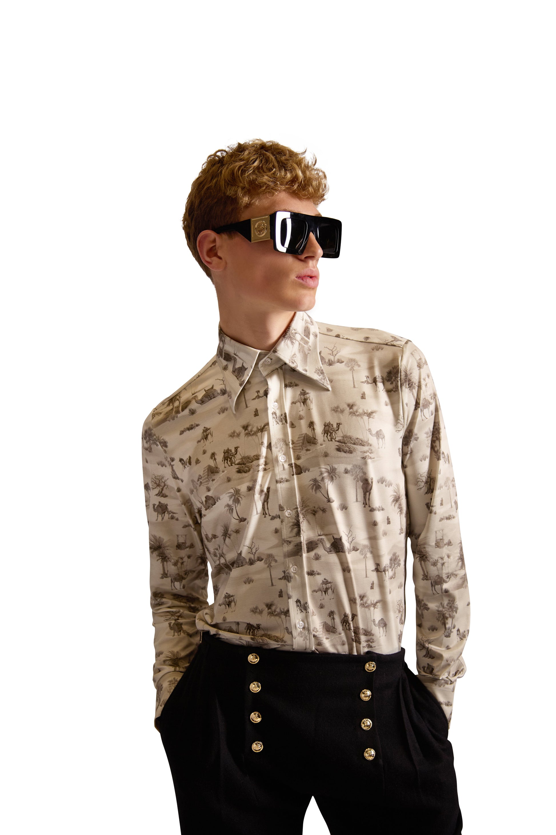 Tailored Fit Monogram Print Shirt