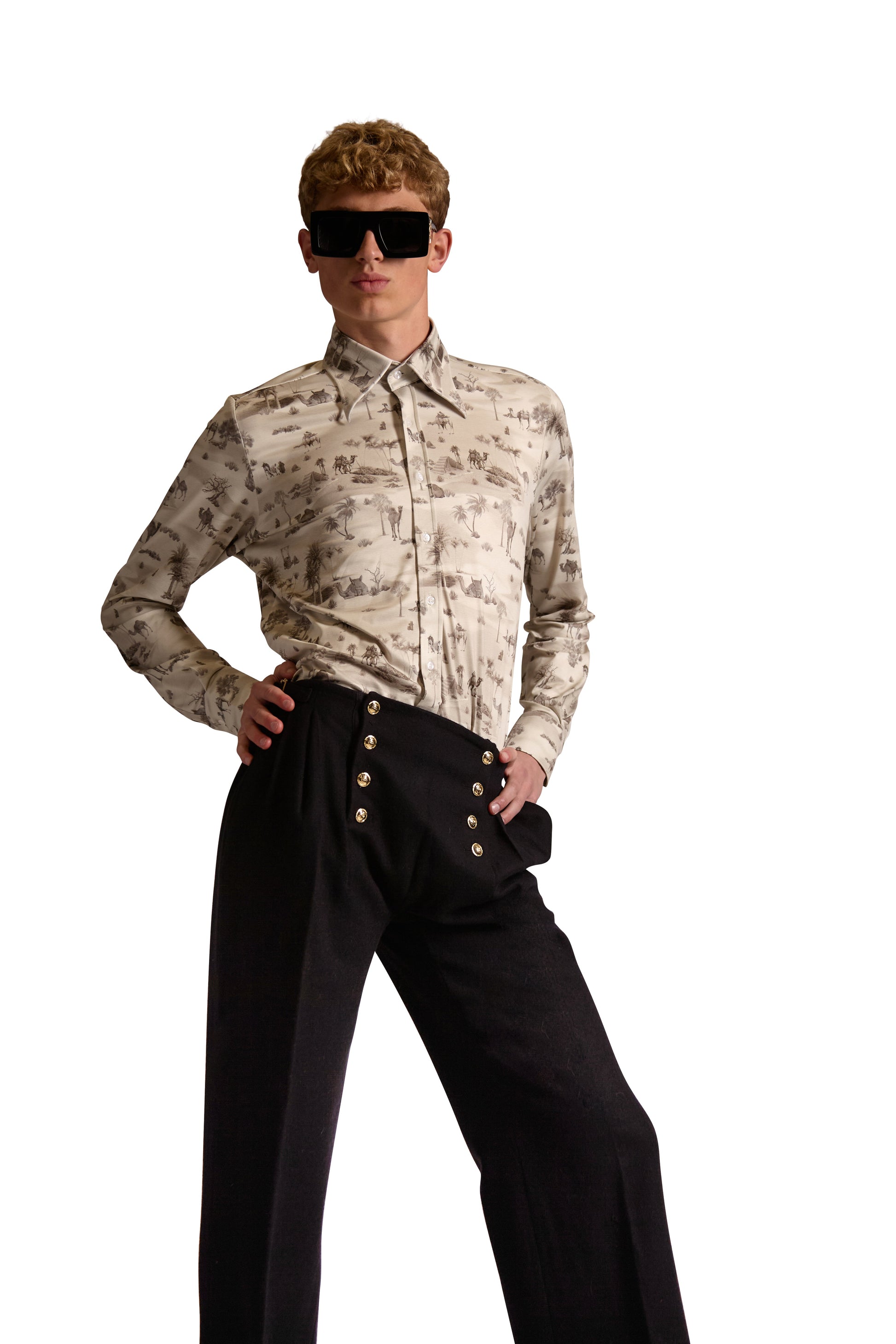 Tailored Fit Monogram Print Shirt