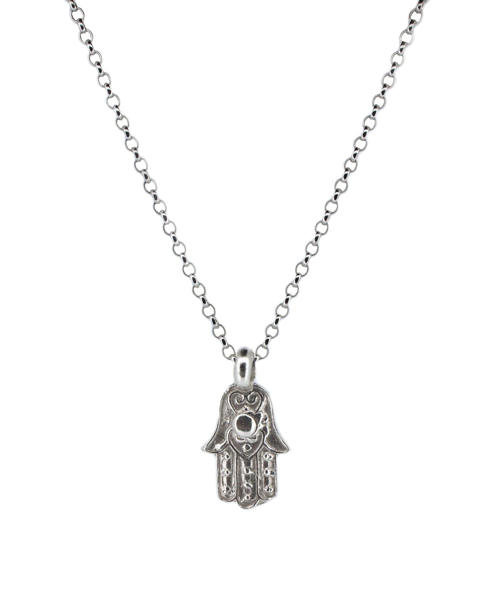 Hand of Fatima Sterling Silver Necklace