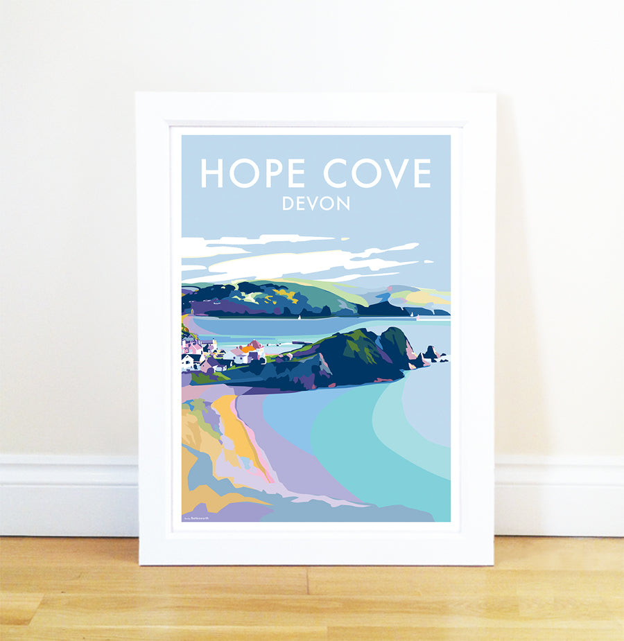 Hope Cove Vintage Seaside Travel Poster Print