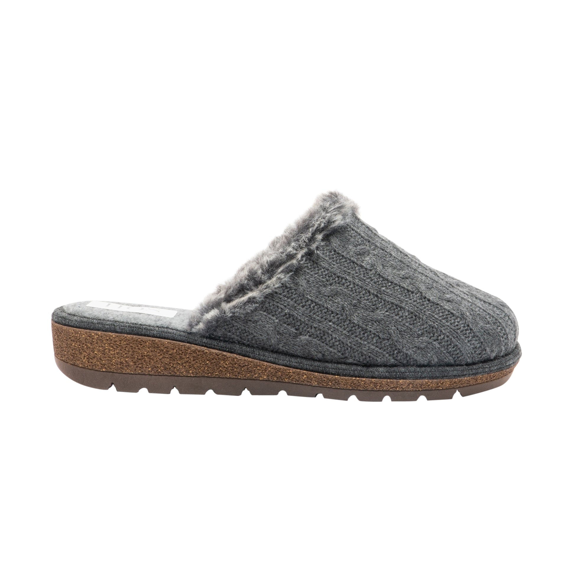 Womens Wool Mule Slippers Grey Comfort