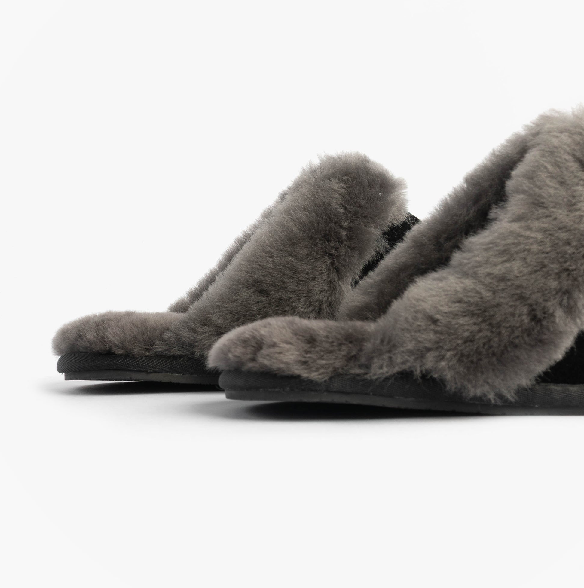 Womens Real Sheepskin Mule Slippers in Black