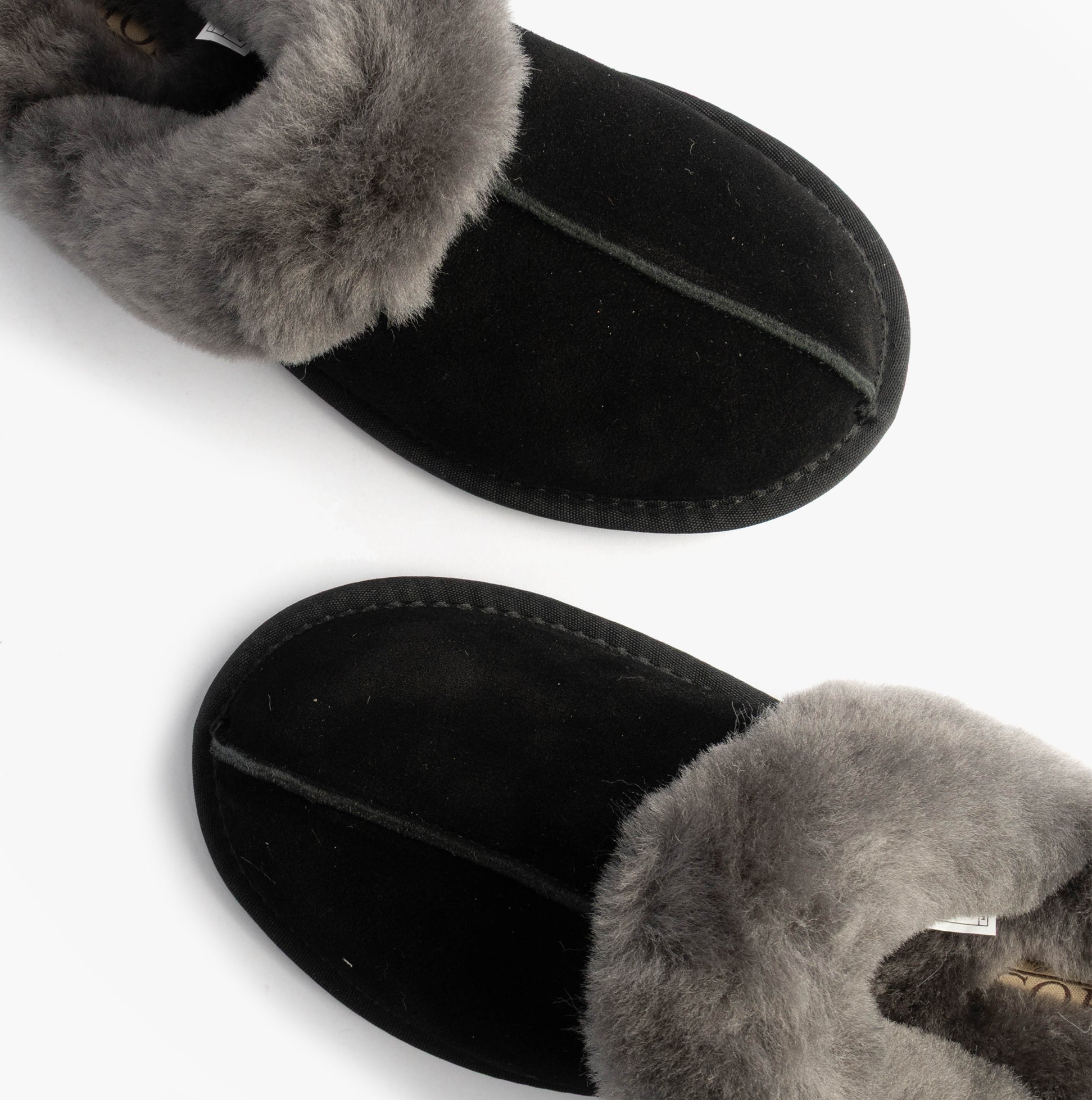 Womens Real Sheepskin Mule Slippers in Black