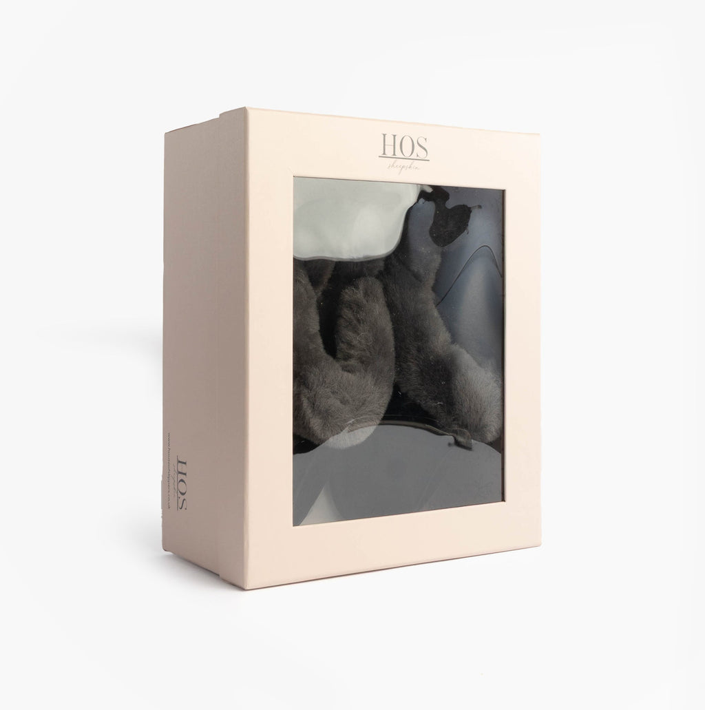 Womens Real Sheepskin Mule Slippers in Black