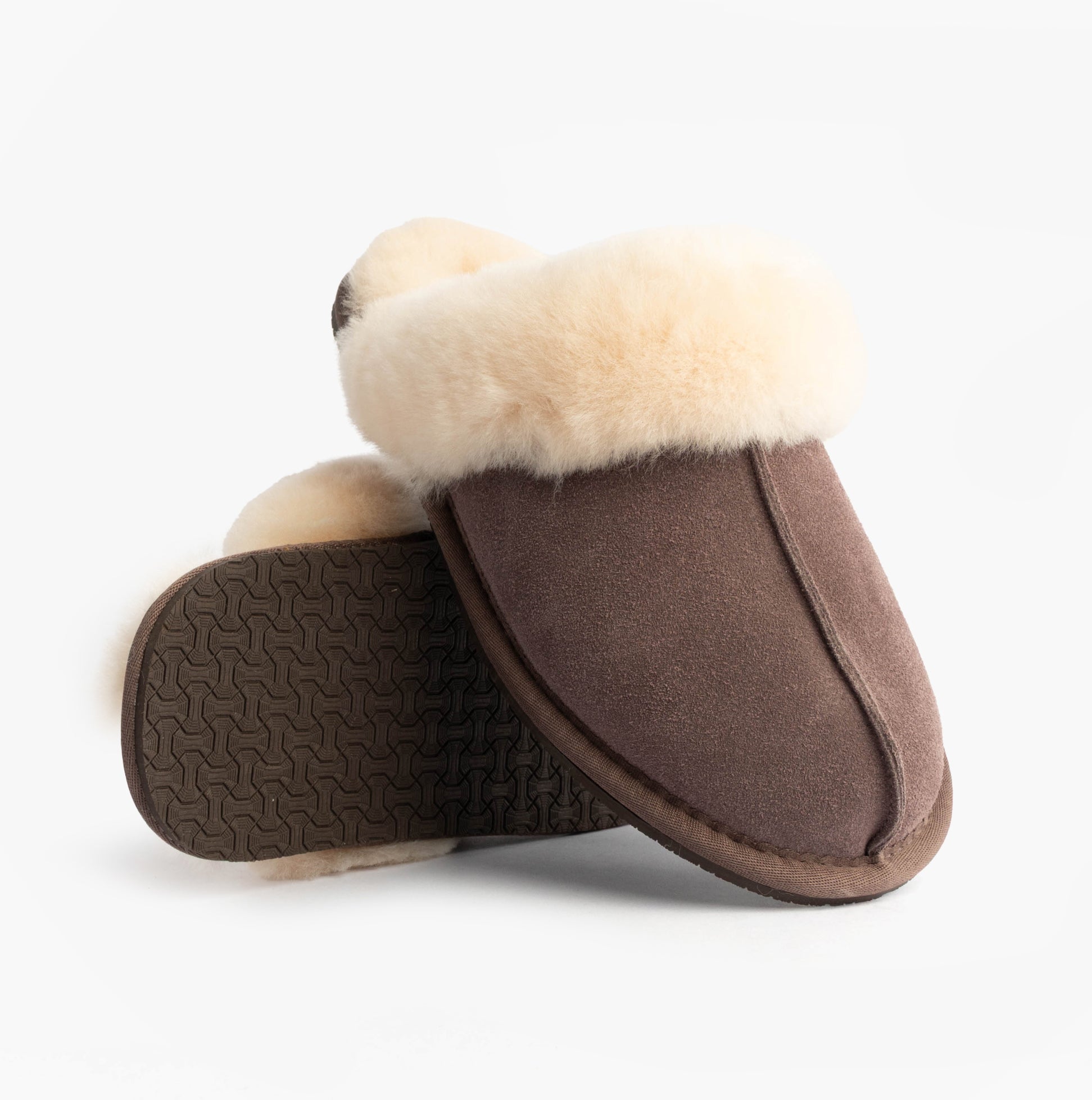 Real Sheepskin Mule Slippers in Espresso