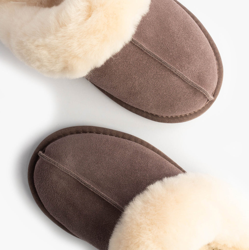 Real Sheepskin Mule Slippers in Espresso