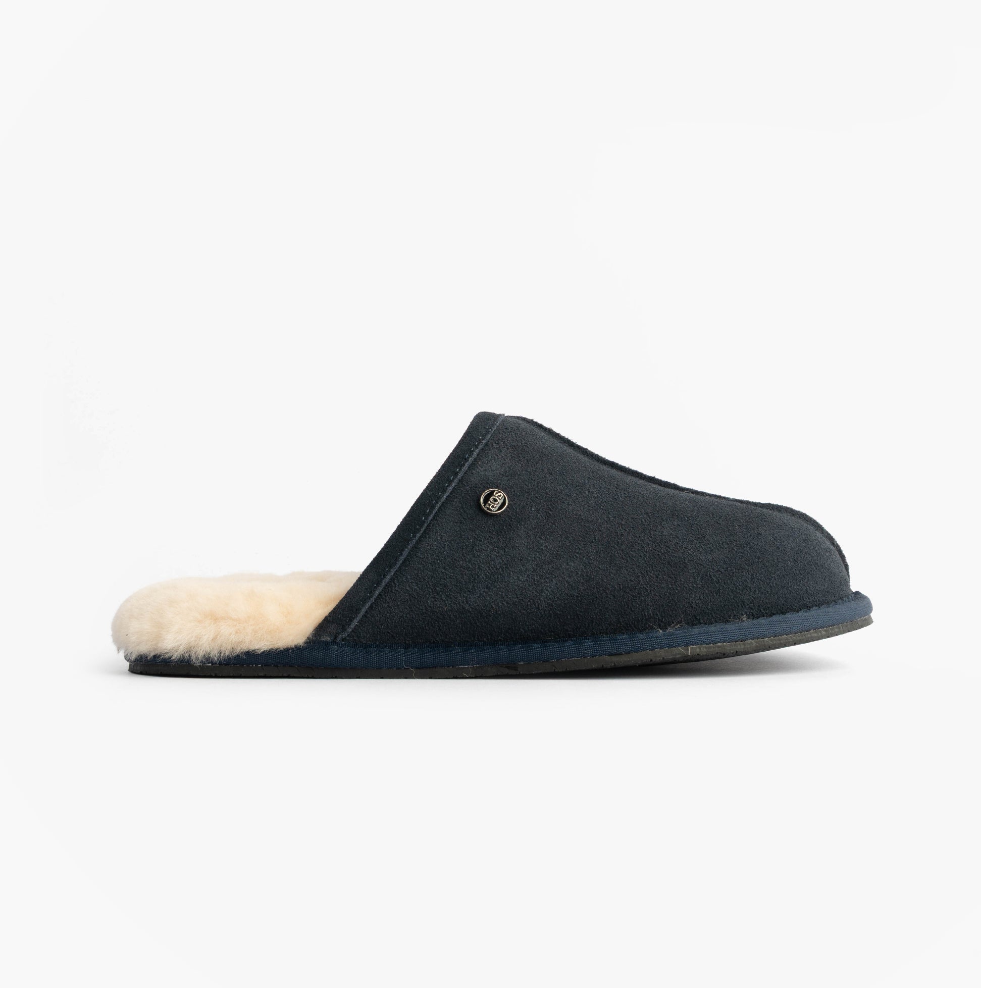 Navy Sheepskin Mens Slippers