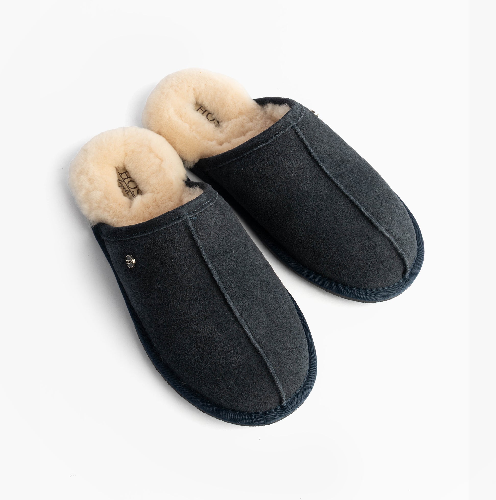 Navy Sheepskin Mens Slippers