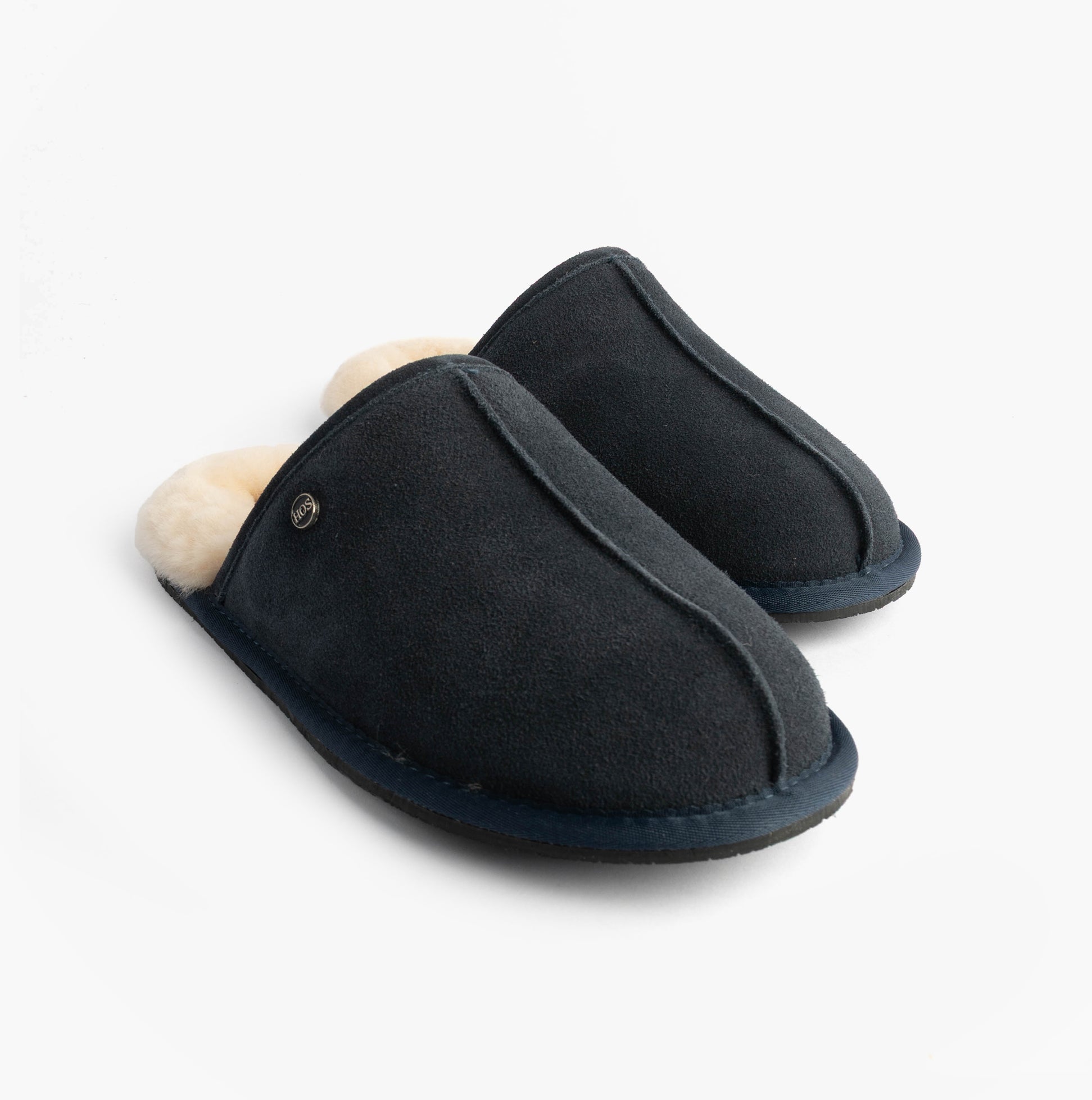 Navy Sheepskin Mens Slippers
