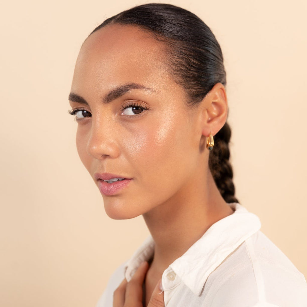 Aurora Zebra Jasper Gold Hoop Earrings