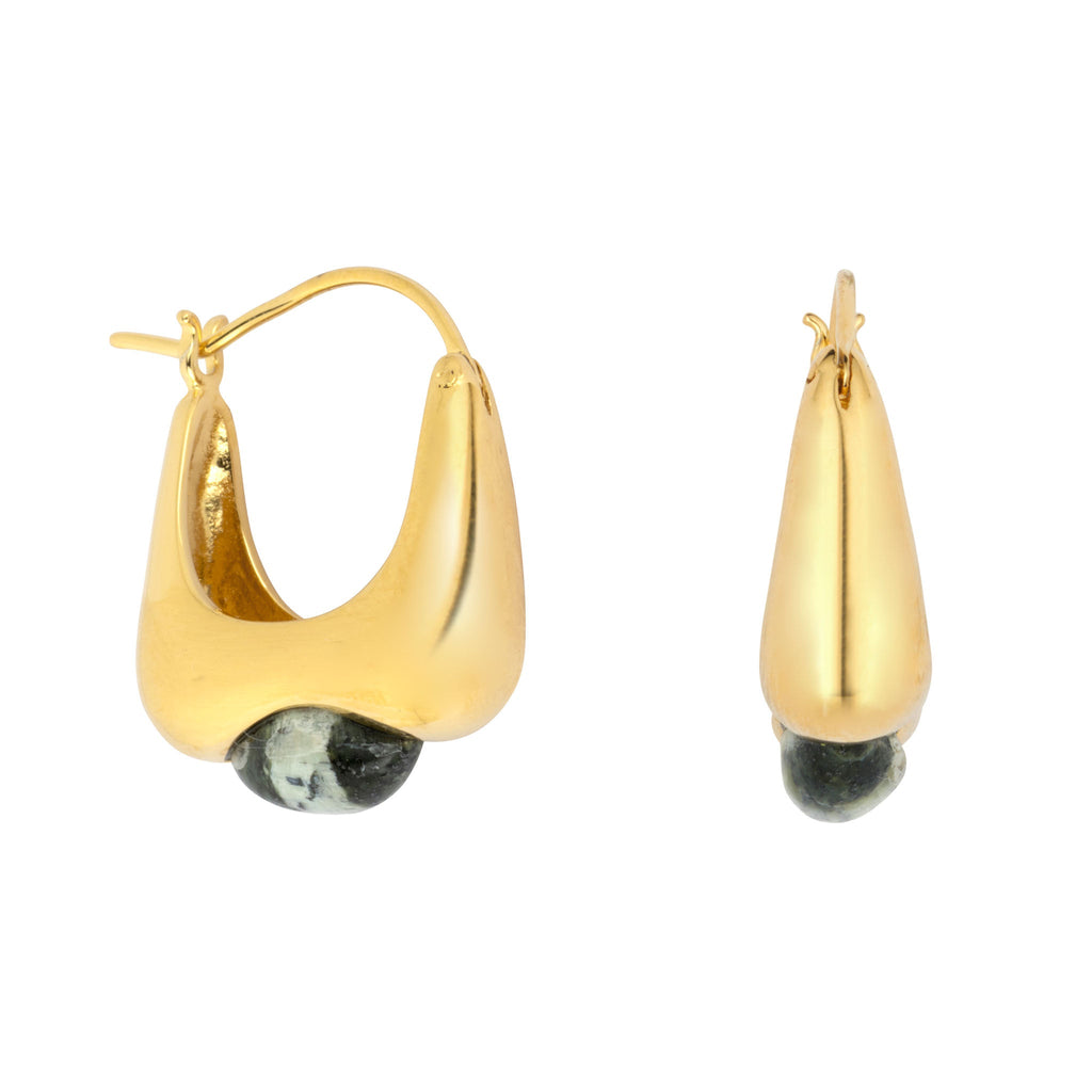 Aurora Zebra Jasper Gold Hoop Earrings