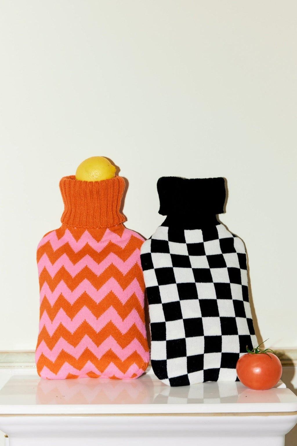 Tangerine Hot Water Bottle With Hand-Knitted Cover