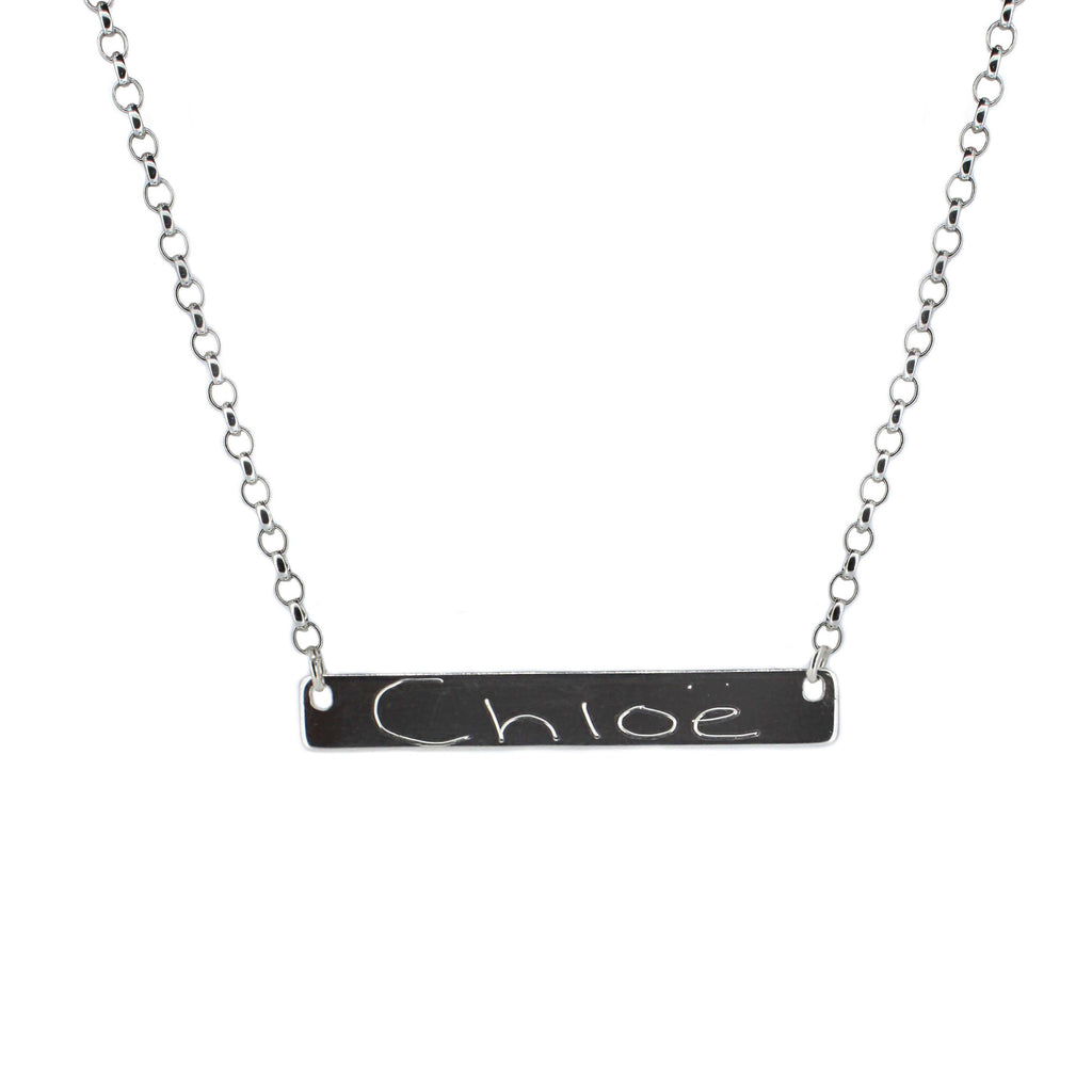 Handwriting Bar Necklace in Sterling Silver