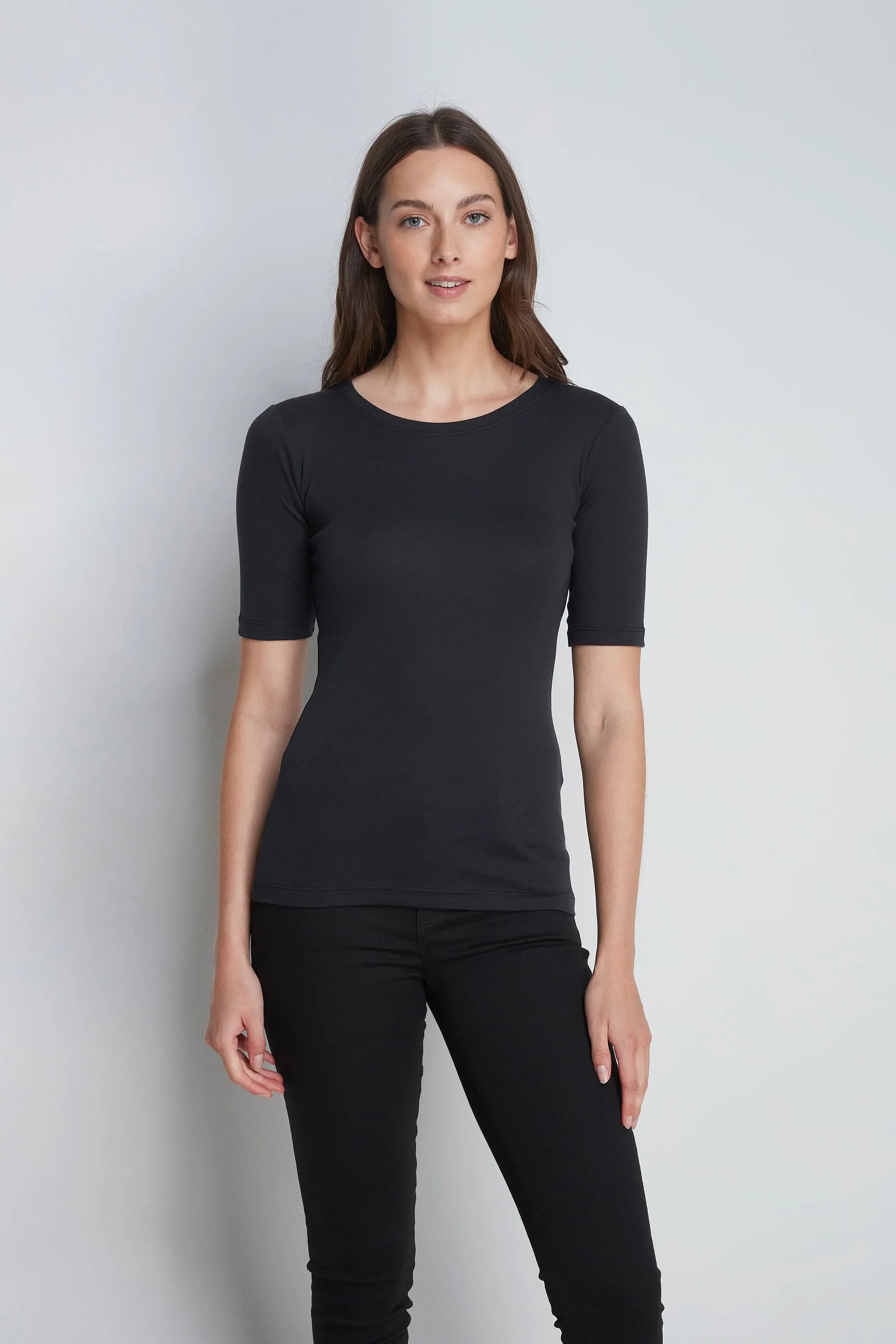 Women's Half Sleeve Crew Neck Cotton Modal Blend T-Shirt