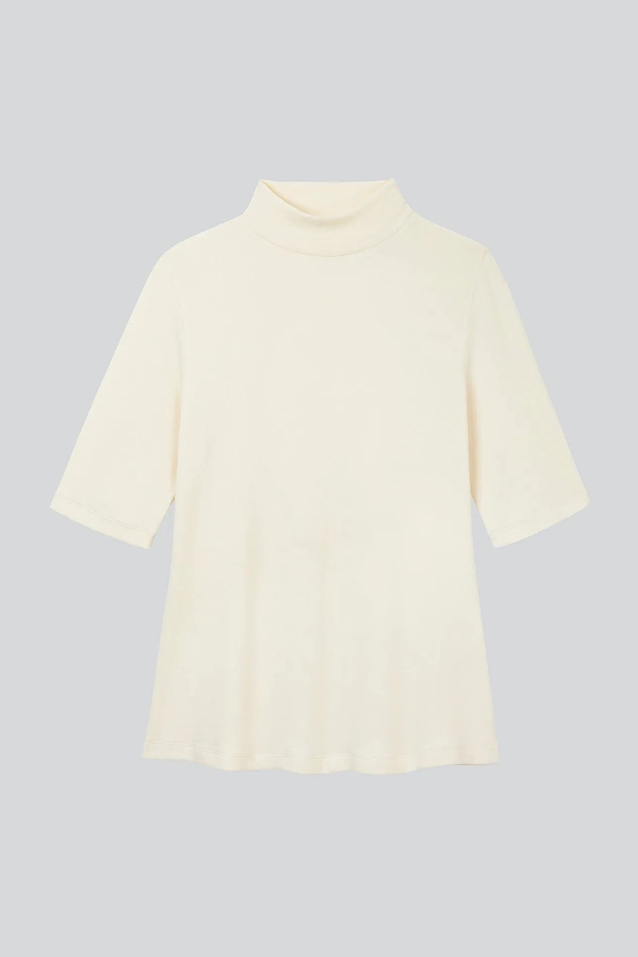 Mock Neck Micro Modal Top with Ribbed Half Sleeve