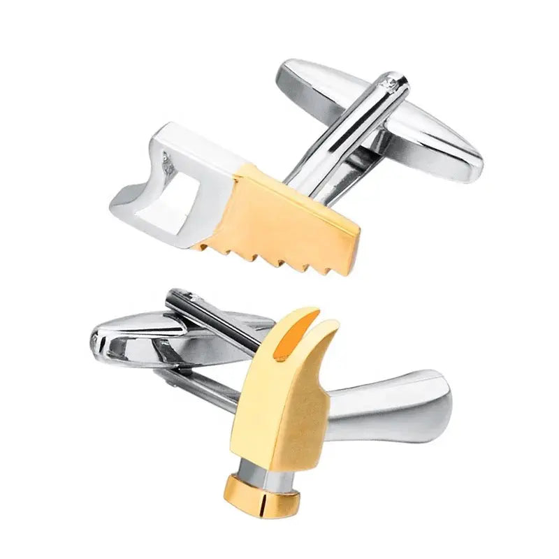 Hammer and Saw Cufflinks in Gold and Silver