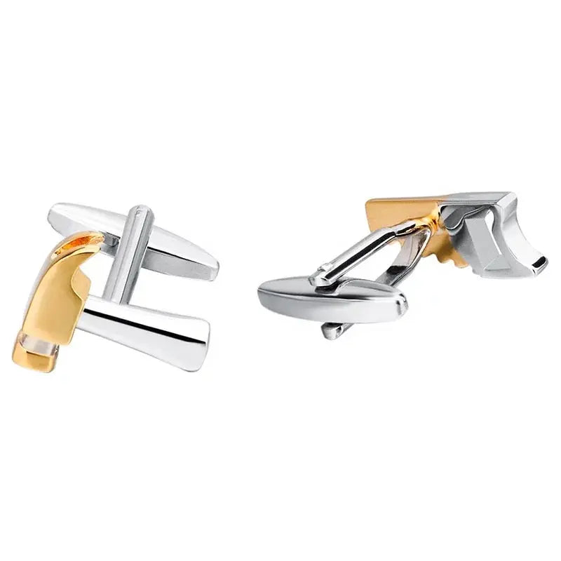 Hammer and Saw Cufflinks in Gold and Silver