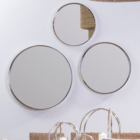 Small Nickel Finish Round Wall Mirror