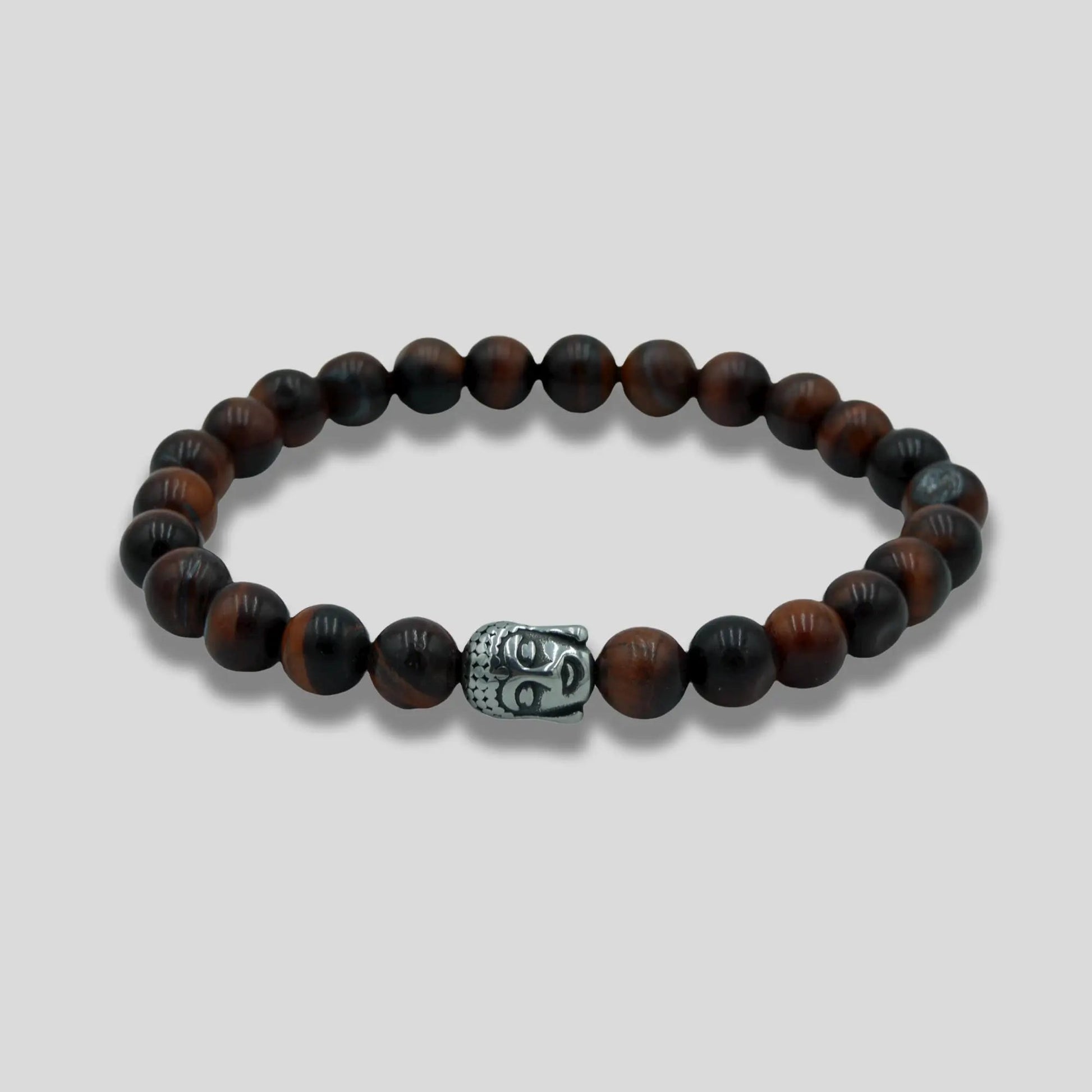 Handmade Tigers Eye Buddha Head Beaded Mens Bracelet