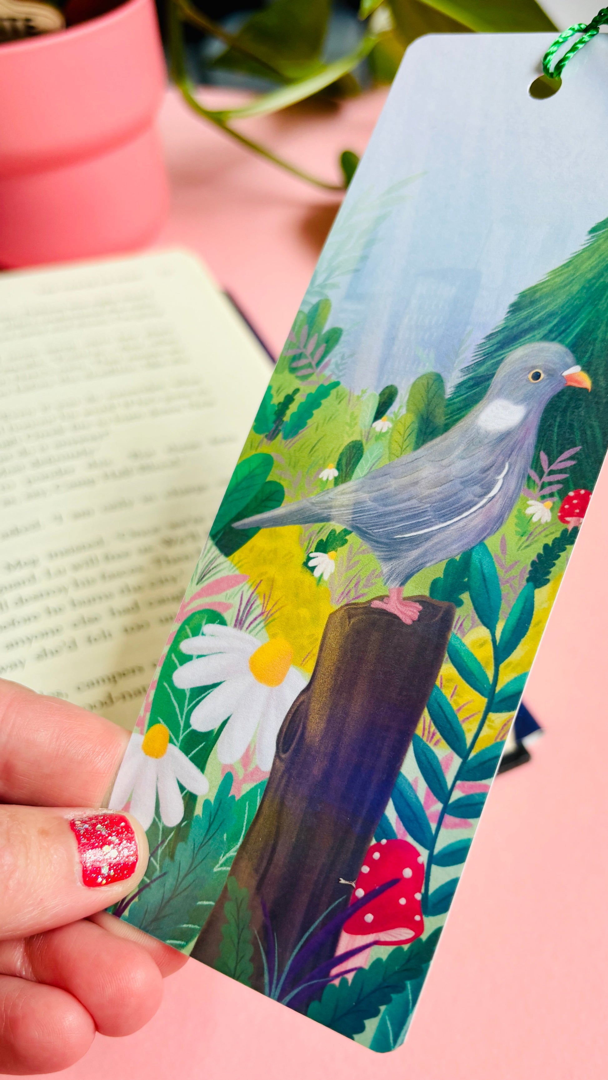Pigeon Gift Bookmark Handmade Holographic