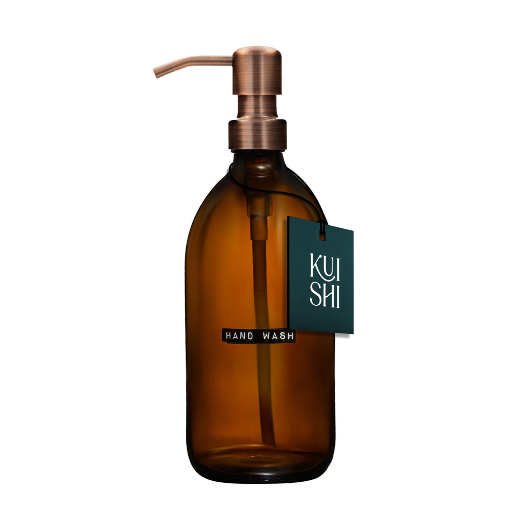 Vintage Amber Glass Refillable Dispenser Bottle 500ml