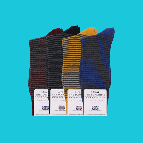 Fine Stripe Luxury Merino Everyday Socks, 4 Pair Bundle