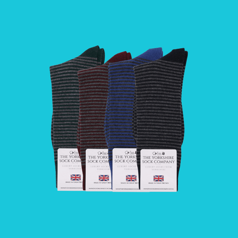 Fine Stripe Luxury Merino Everyday Socks 4 Pair Bundle