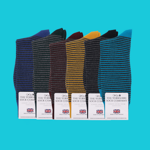 Fine Stripe Luxury Merino Everyday Socks, 6 Pair Bundle