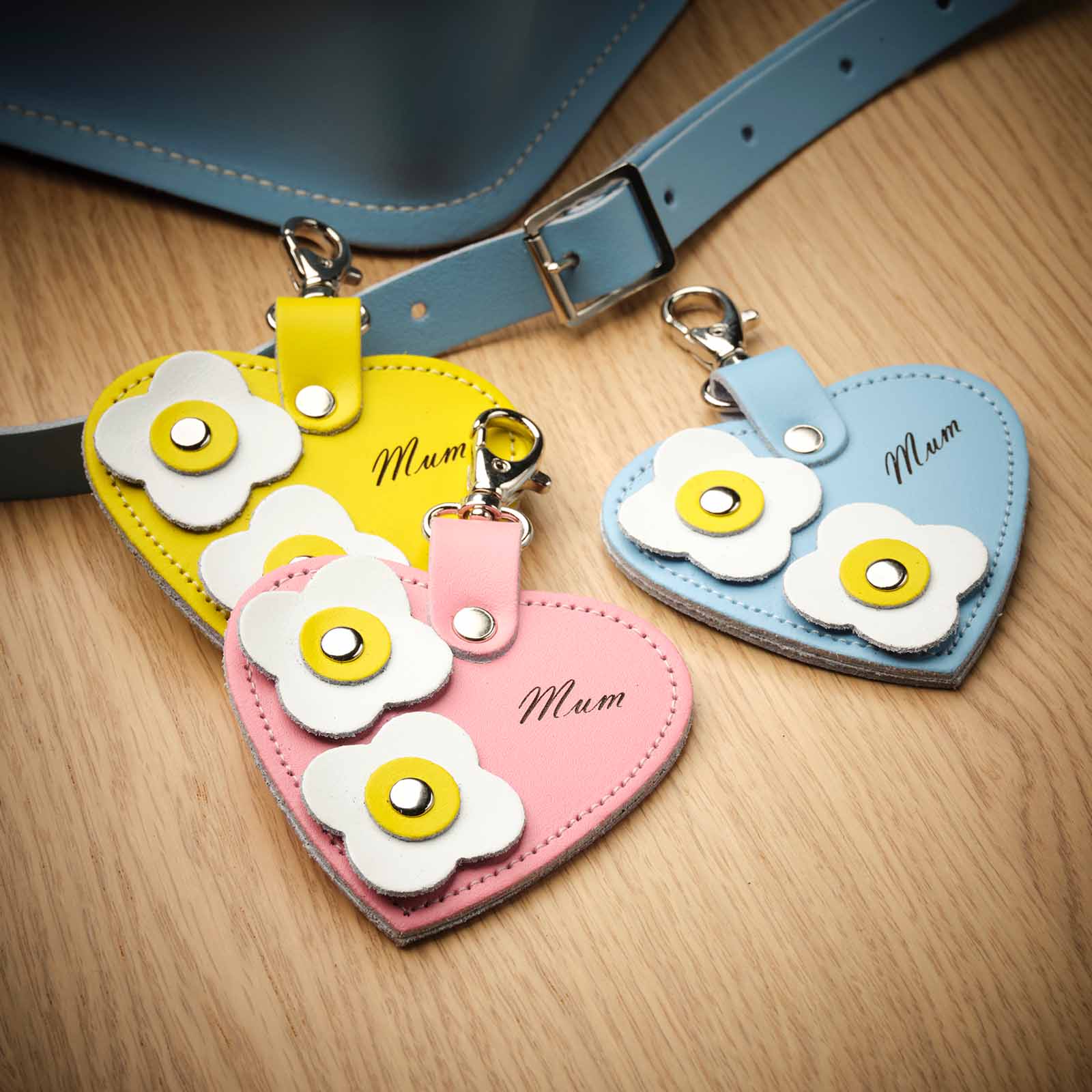 Love Heart Bag Charm Mum Pastel Blue
