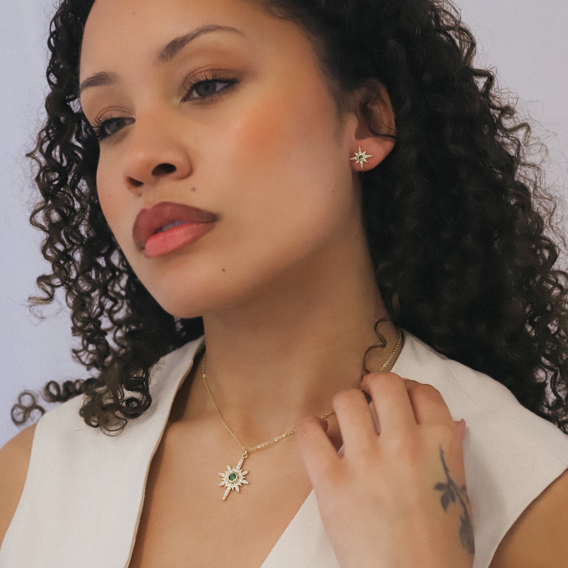 Ursa Birthstone Star Stud Earrings | 18K Gold Plated