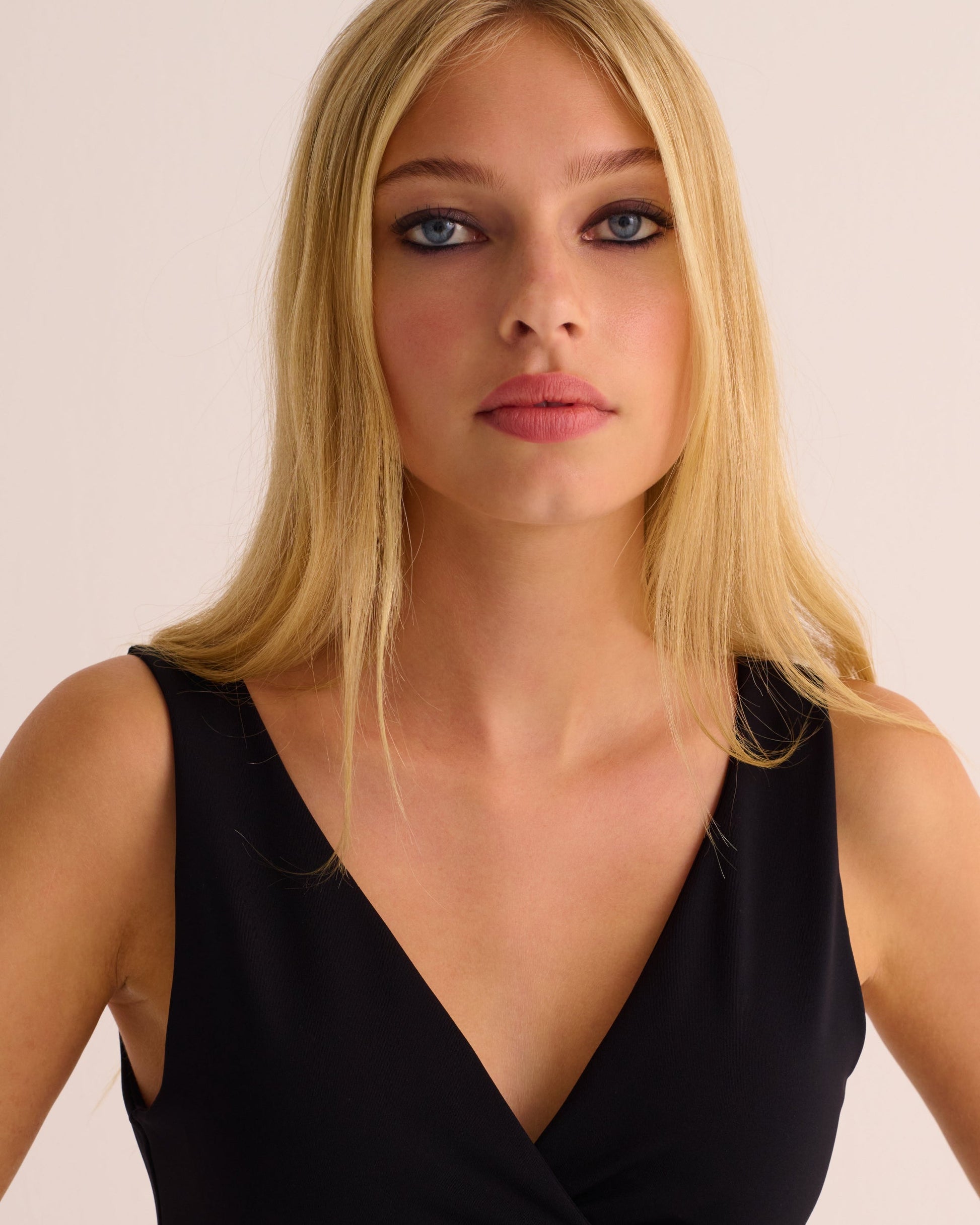 Black Soft Wrap Dress with Stretch