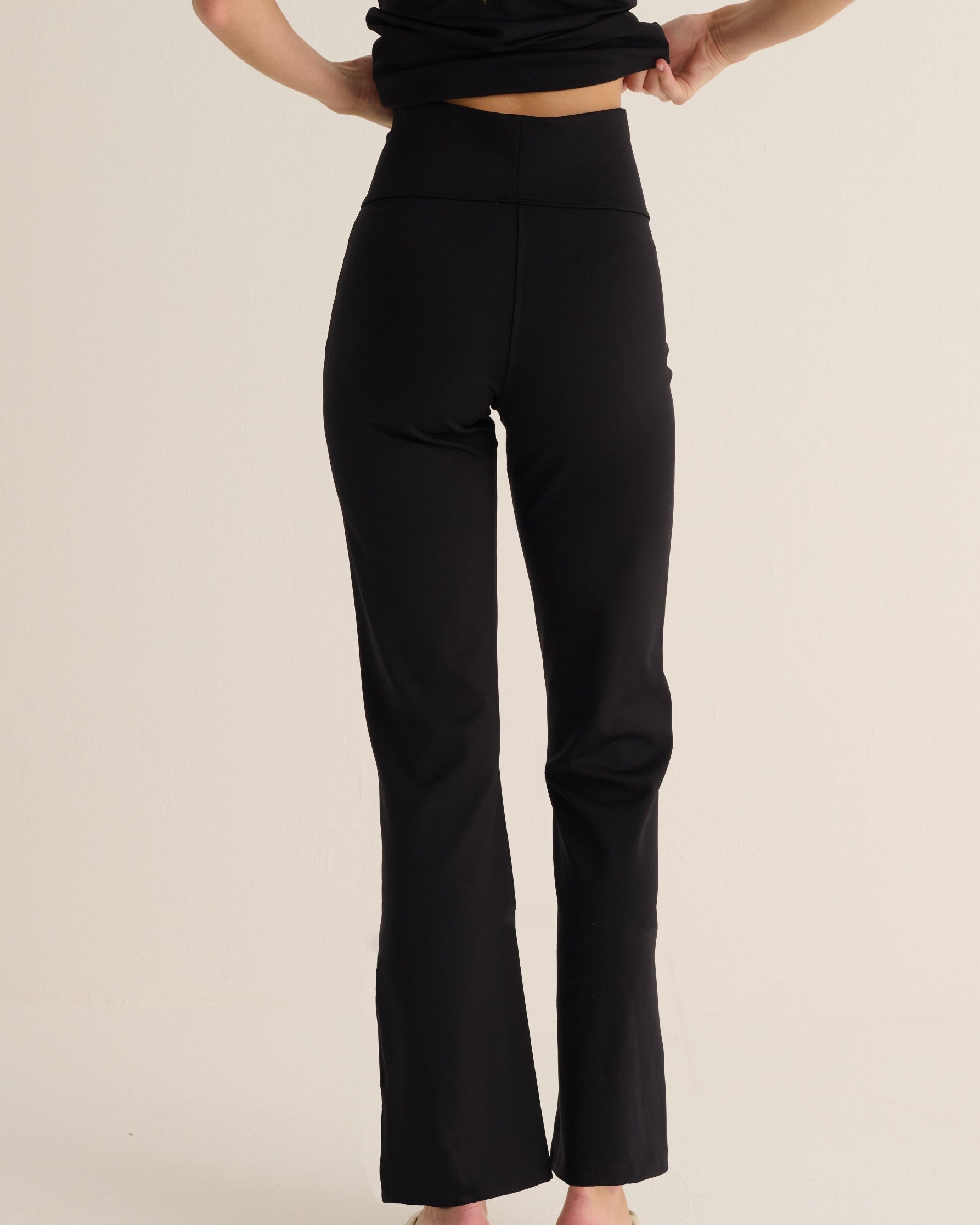 Black Soft Hi Stretch Kick Flare Leggings