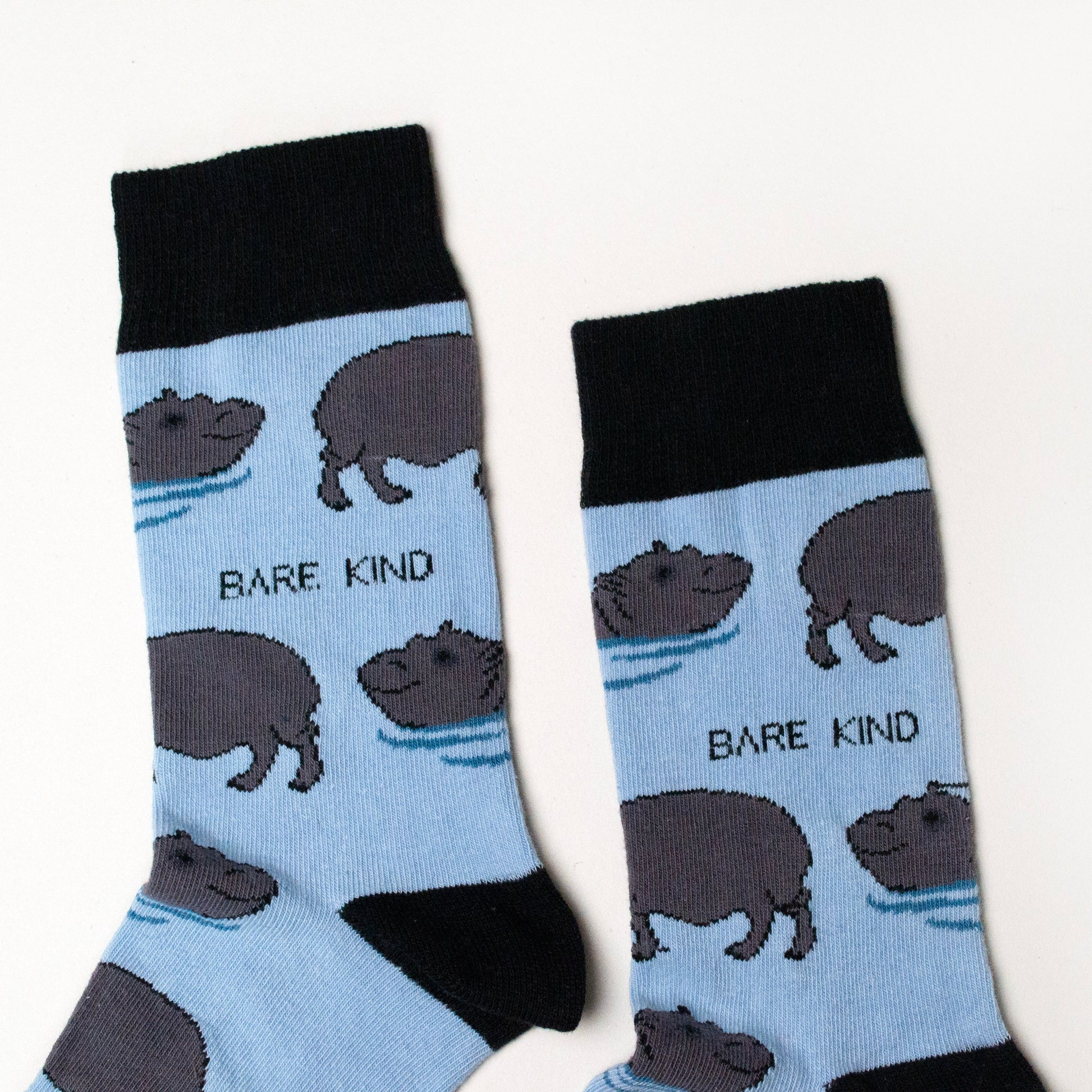 Save the Hippos Bamboo Socks in Blue