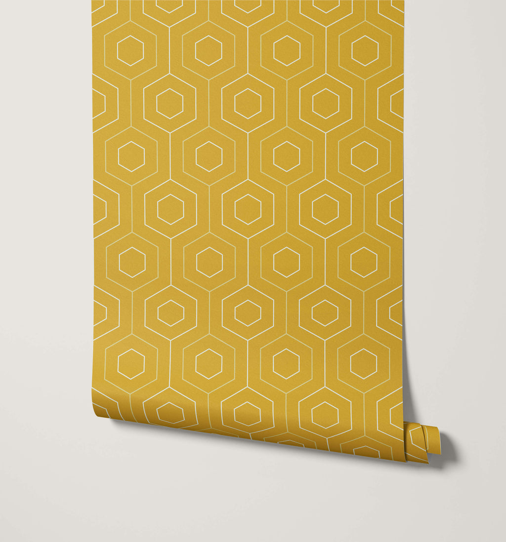 Hive Hexagonal Retro Wallpaper