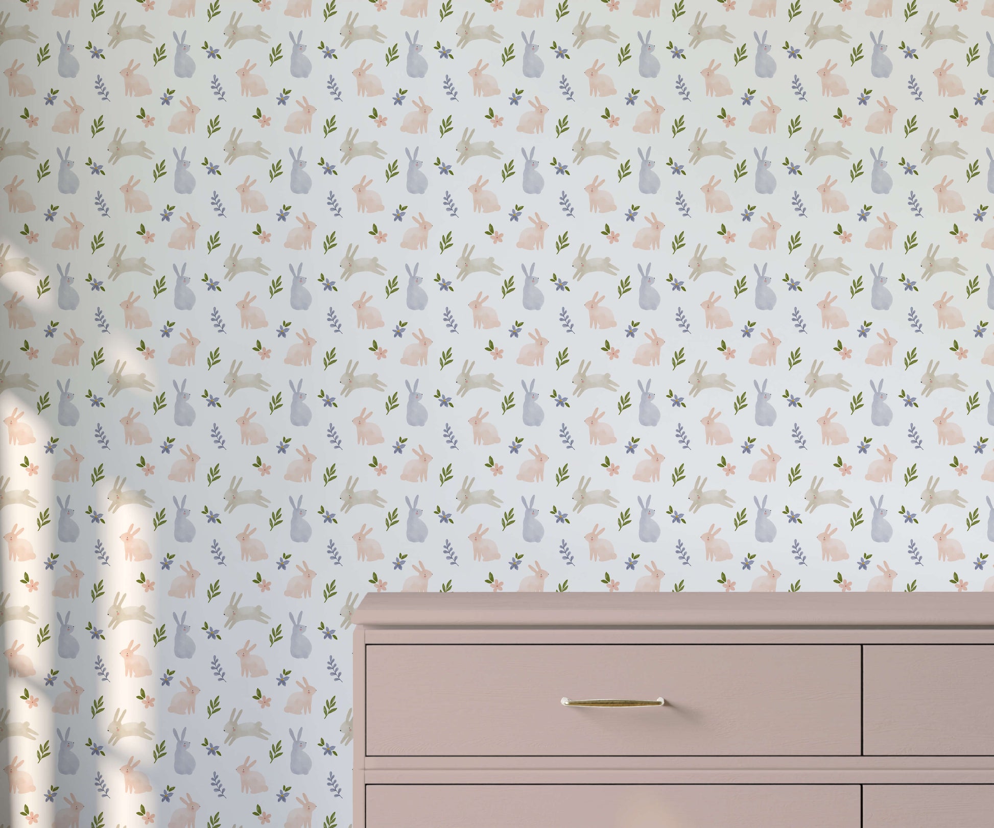 Hop Rabbit Wallpaper for Nurseries and Children's Rooms