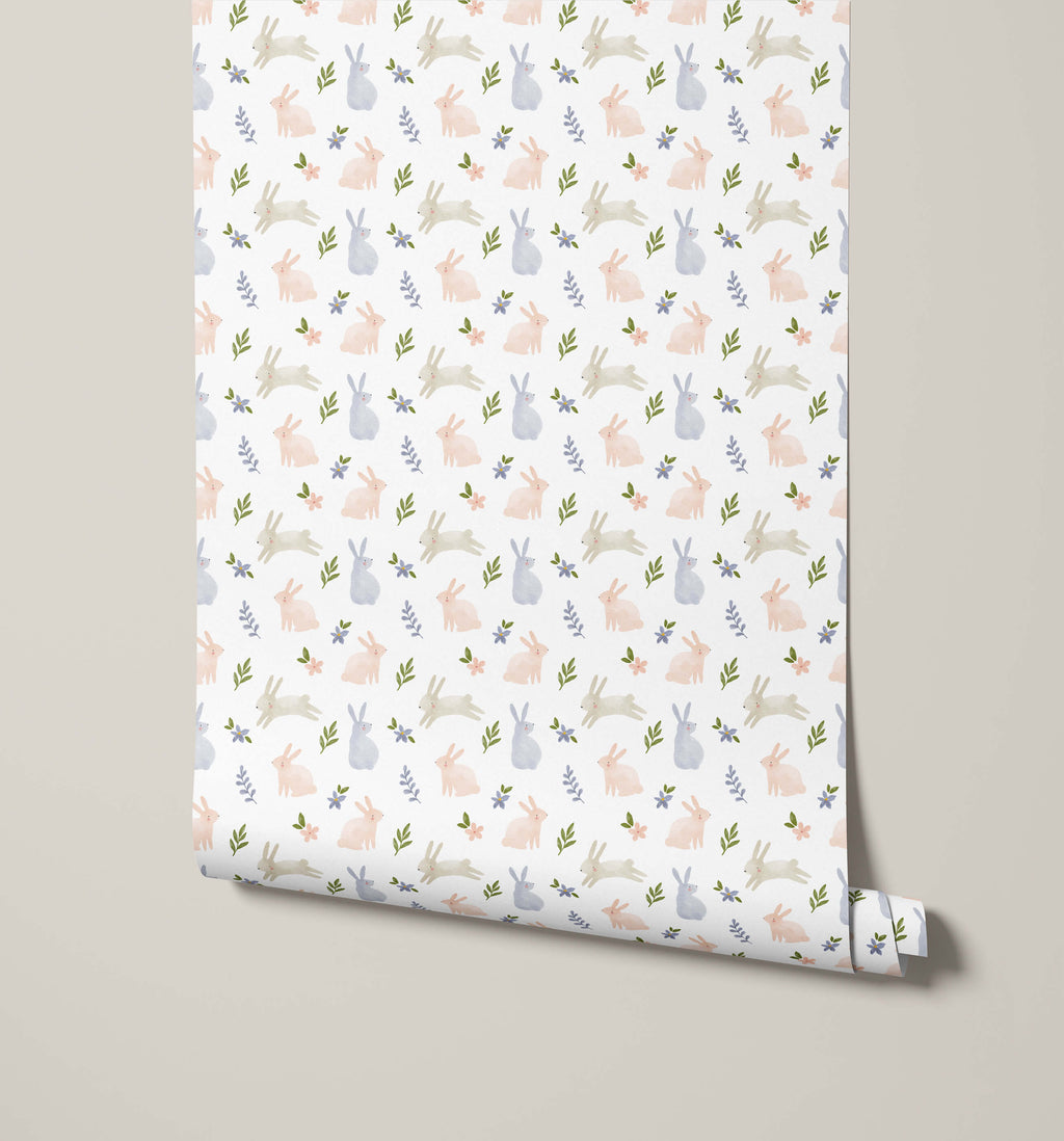 Hop Rabbit Wallpaper for Nurseries and Children's Rooms