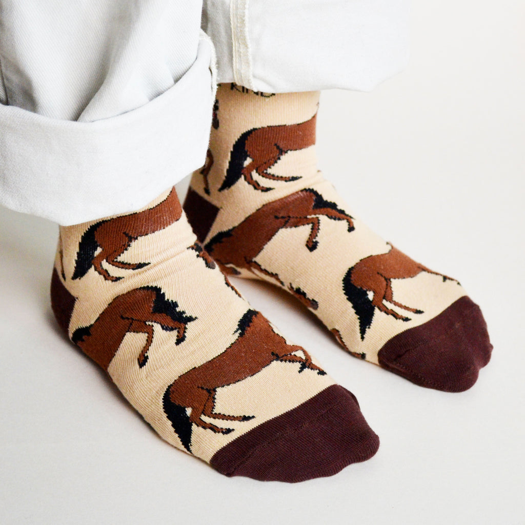 Save the Horses Bamboo Socks in Brown
