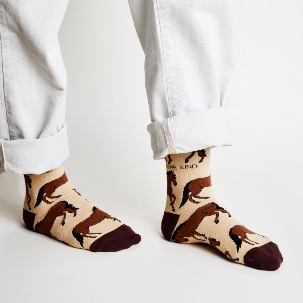 Save the Horses Bamboo Socks in Brown