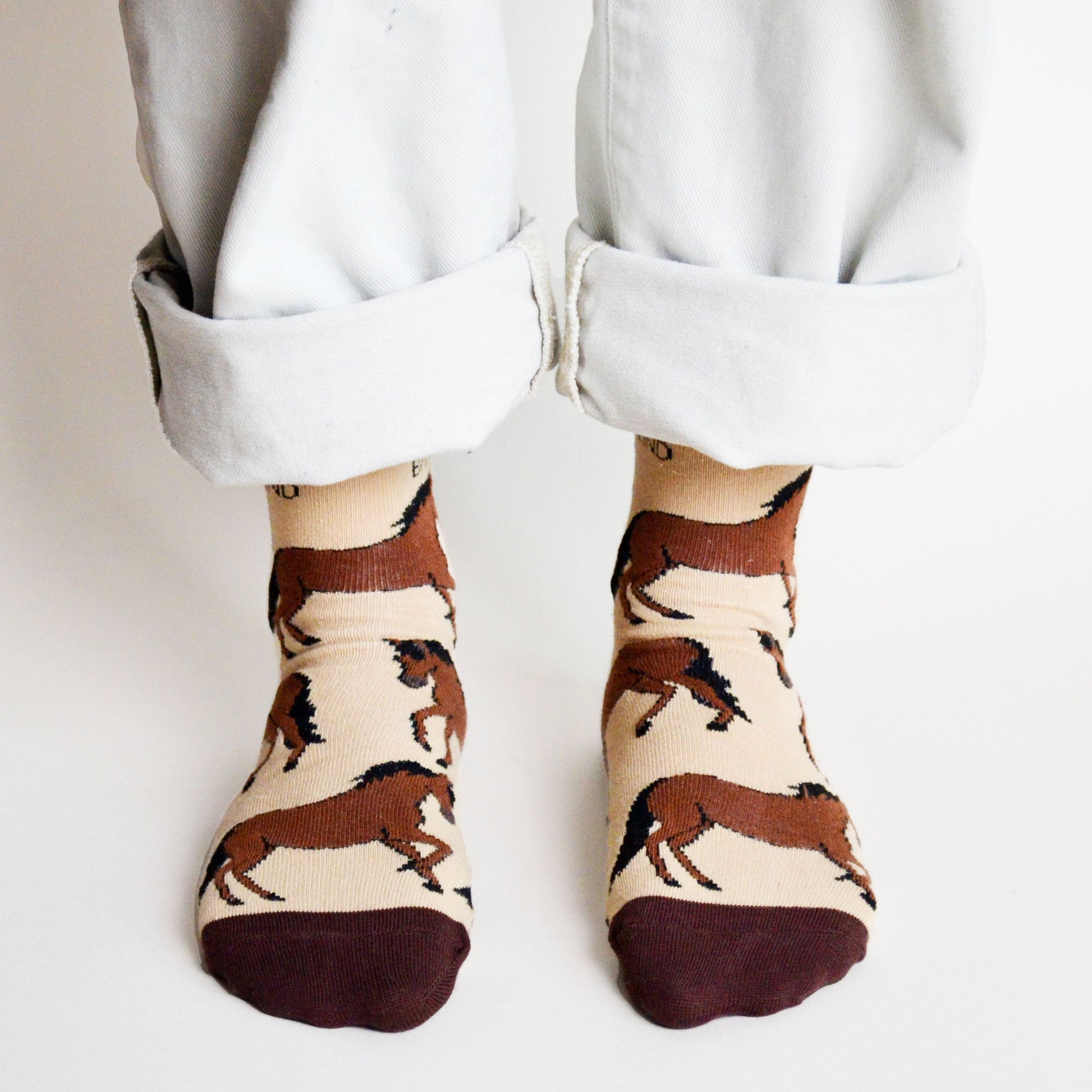 Save the Horses Bamboo Socks in Brown