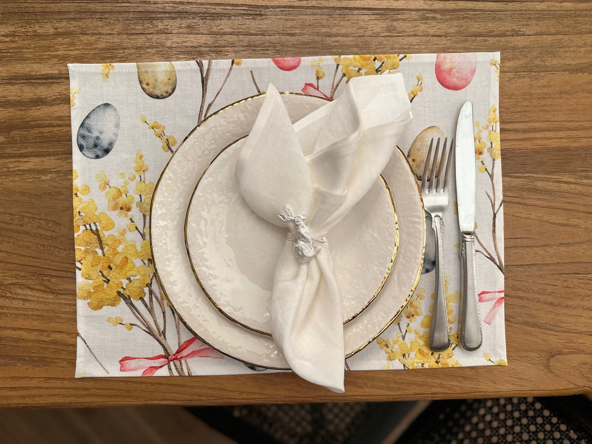 Easter Happy Placemat - Enhance Your Dining Table with Nature-Inspired Elegance by Hortensias Home at www.brixbailey.com